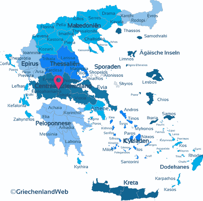 Karte Zentralgriechenland